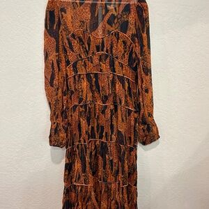 Farm Rio Giraffes Puff Sleeve Maxi Dress